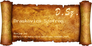 Draskovics Szofron névjegykártya